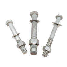 6 HDG Hot dip galvanized carbon steel power line hardware Machine hex head bolts 5/8" and nuts grade 8.8 for power